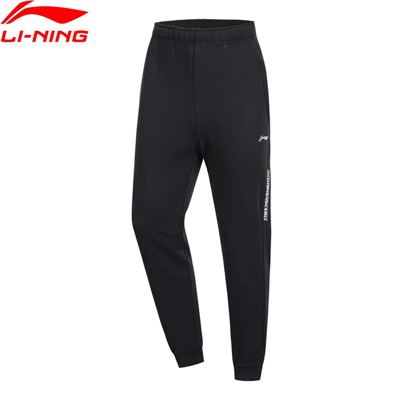 Li-Ning, мужские тренировочные спортивные штаны, 3D подгонка, 66% хлопок, 34% полиэстер, обычная подгонка, спортивные брюки AKLP149 MKY461