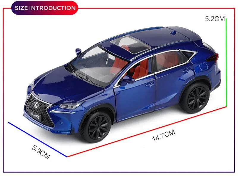 Высокая симуляция 1:32 Масштаб оттягивающийся NX 200 t, легкосплавный автомобиль, 6 открытых дверей музыкальная вспышка Модель автомобиля игрушки, металл литья под давлением