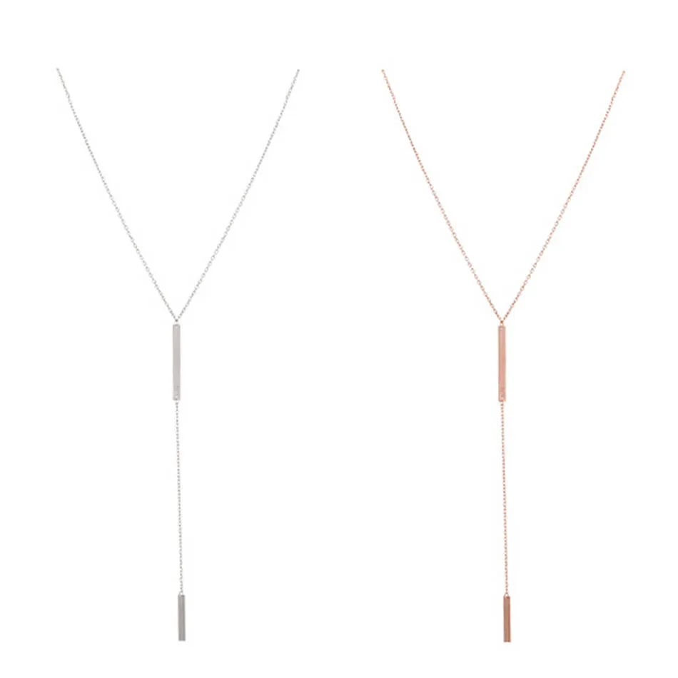 1Y Lariat Necklace Extension Chain For Women Bar Pendant