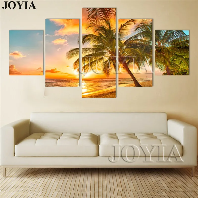Buy Sunset Sea Wall Art Beach Paintings On Canvas Wall