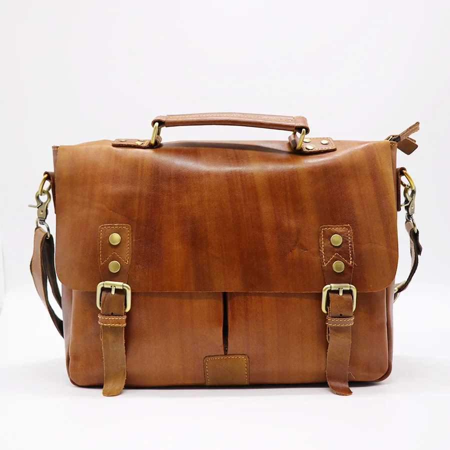 

Classic Man Messenger Bag Cowhide Leather 14' Laptop Notebook Business Briefcase Handbag Men Crossbody Shoulder Bag Retro