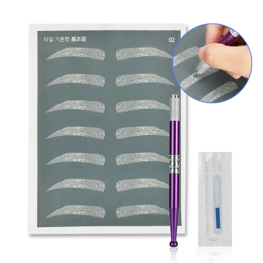 Комплект для микроблейдинга Professional Sobrancelha Microblading Professional с 1 ручкой для татуировки бровей 14pin Laminas Para Tebori - Цвет: Basic eyebrow