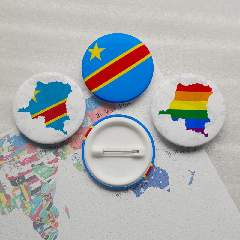 

Congo Flag Map Tin Button Pins LGBT Gay Rainbow Pride Tin Button Badges