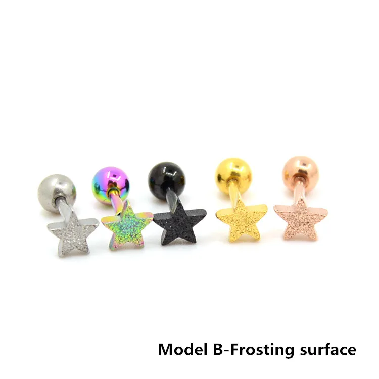 

Fashion Mini Star Earrings Silver Black Titanium Steel Men Women Small Stars Ear Studs Earrings Piercing Jewelry