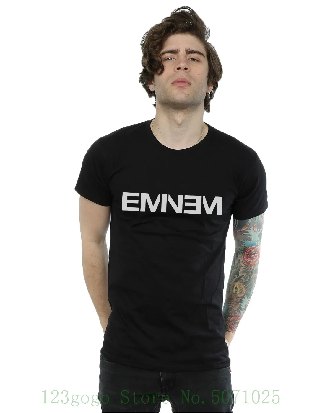 

Eminem Men's Plain Text T Shirt Short Sleeves New Fashion T-shirt Loose Clothing