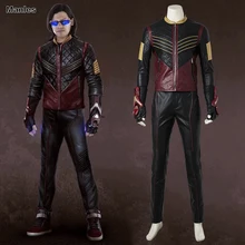 The Flash Vibe Cosplay Costume Superhero Vibe Outfit Halloween Carnival Suit Full Set Adult Men Leather Jacket Pants Tailored