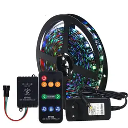 Antikue управления музыкой Светодиодные ленты комплект Мечта Цвет WS2811 Светодиодные ленты 5050 RGB 5 м/лот с музыкой контроллер с РЧ-пультом, ЕС/США