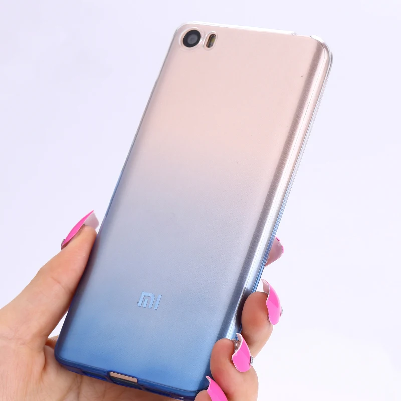

For Xiaomi mi5 m5 mi 5 case cover Transparent thin silicone shell 5.15" ultra thin Color gradient back cover