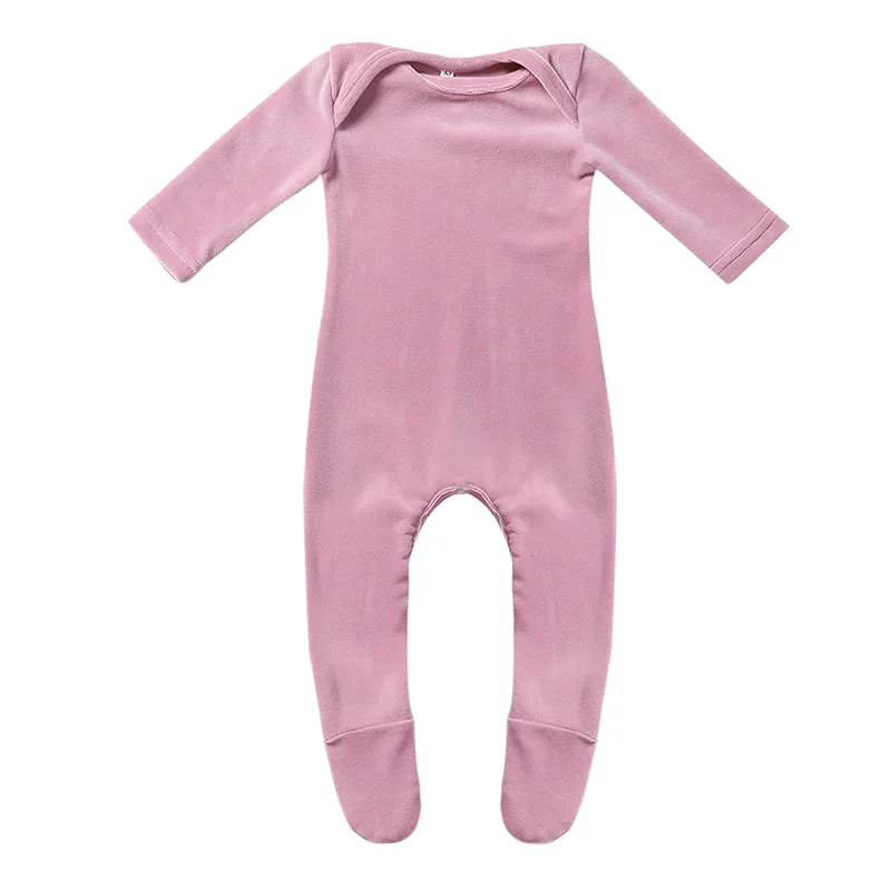 2019 macio quente veludo estica footies bebê macacão bodysuits roupas