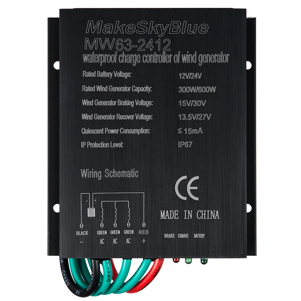 MakeSkyBlue Wind Charge Controller Auto 600W 24V and 300W 12V AC Wind