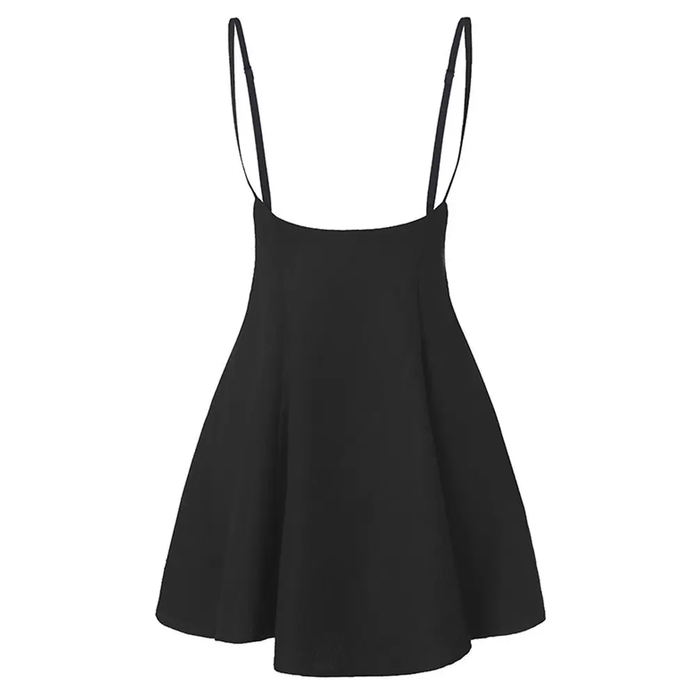Летние женские платья черные без рукавов повседневные женские плиссированные платья вечерние сексуальные мини платья vestidos - Цвет: Черный