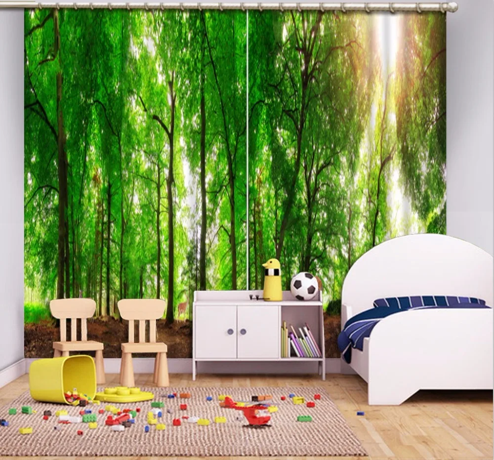 Tree Painting 3D Curtains Forest Landscape Curtains For Living Room Bedroom animal Decor