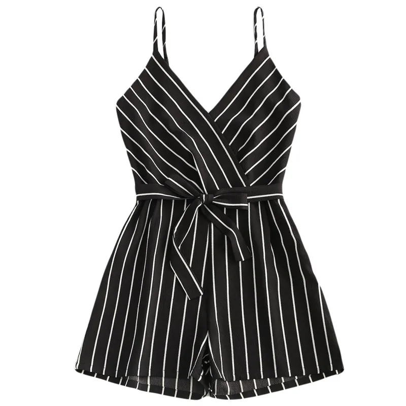 Womens Sleeveless Strappy Short Playsuits Striped Cami Belt Romper Jumpsuit Ladies Summer Loose Comfortable Fashion Siamese M28# (3)