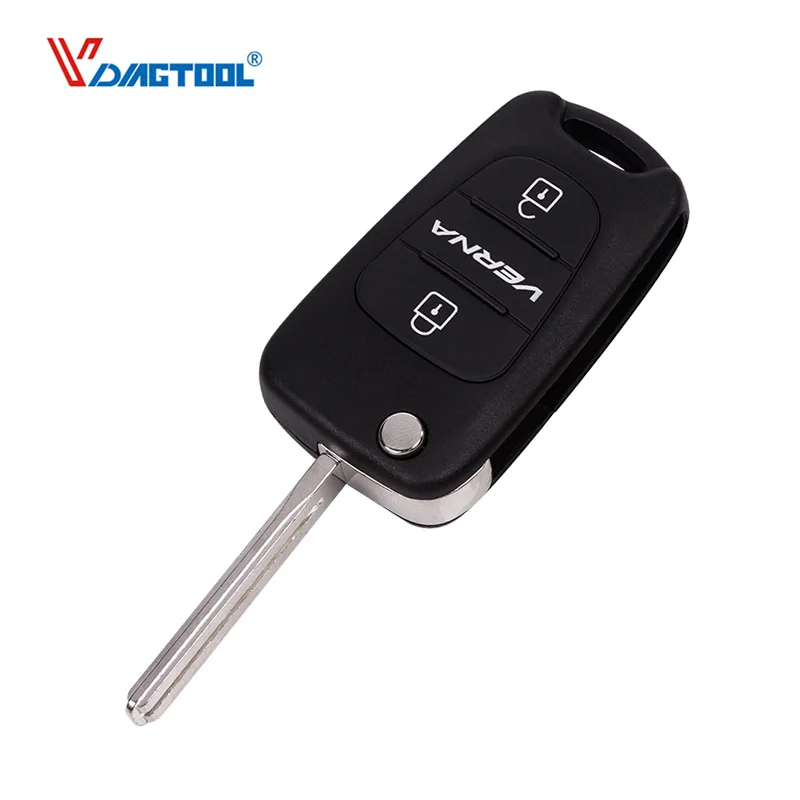 

VDIAGTOOL 3 Buttons Folding Flip Remote Car Key Shell Car Key Blanks for Hyundai Verna flip remote key shell with TOY49 blade