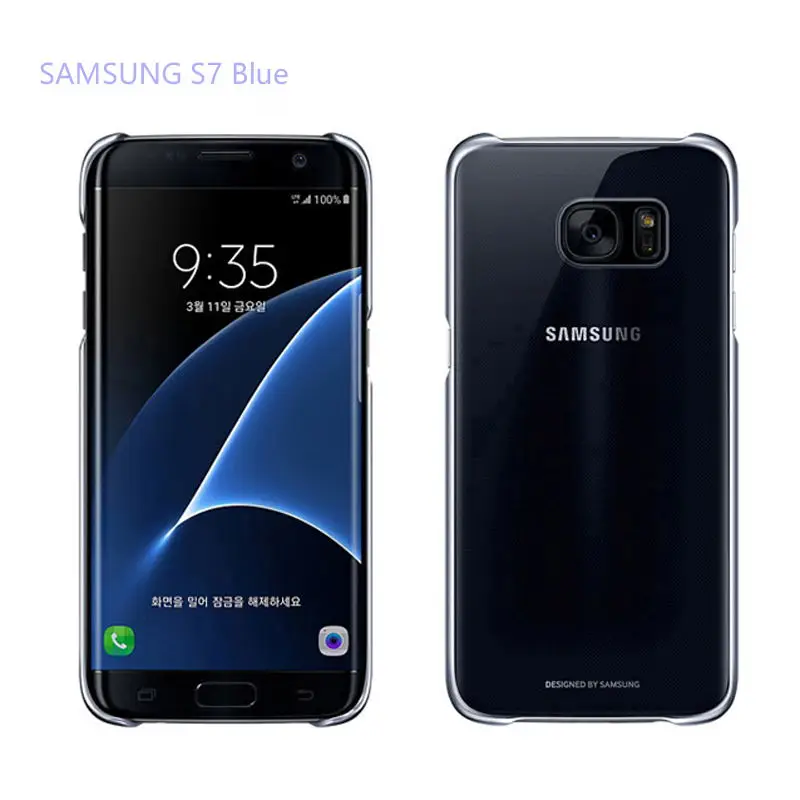 Samsunga Galxy S7 S6 Edge чехол Прозрачный Жесткий ПК Тонкий чехол на заднюю панель Полная защита от царапин Роскошный прозрачный чехол - Цвет: S7 Blue