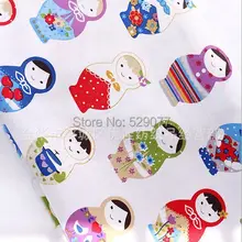 Плетеная льняная ткань ручной работы с матрешками 50*150см