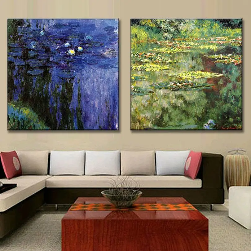 2 шт./компл. картина Monet известная абстрактная водяная Лилия настенная живопись