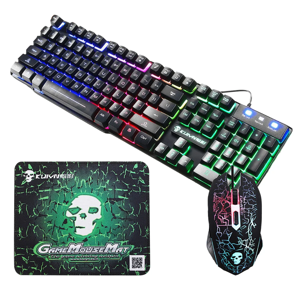

Imitation Mechanical Gaming Keyboard Mouse Combo LED Backlit USB Wired Keyboards Adjustable DPI Mouse For Laptop Computer Gamer