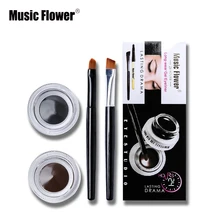 Music Flower Brand Eye Makeup 2 in 1 Brown Black Gel Eyeliner Makeup Water proof Smudge