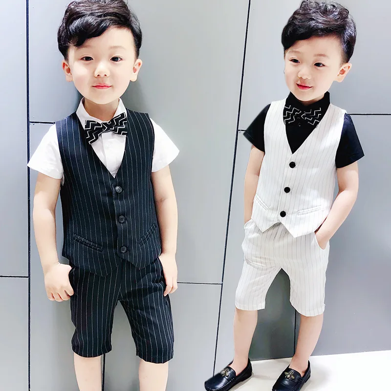 

Children's wear stripe boy's vest pants two-piece flower girl dress children costumes kids clothes kids clothes boys ALI 343
