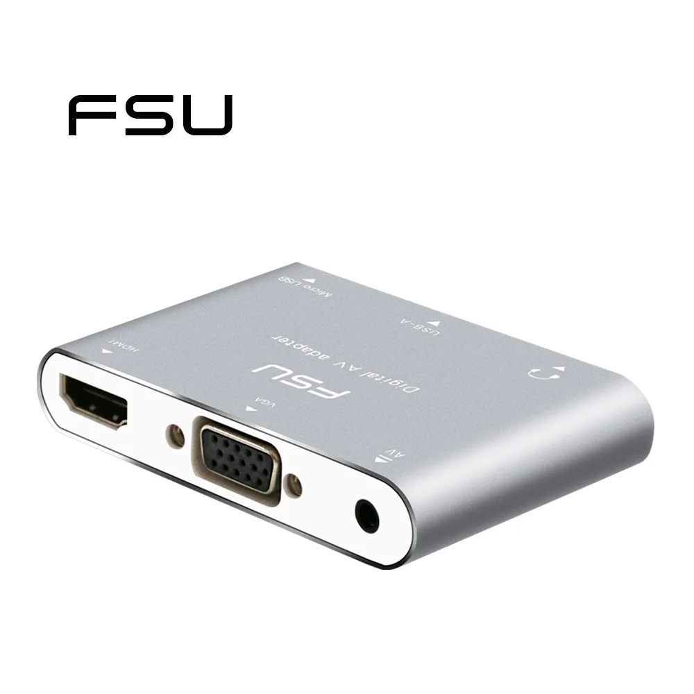 

USB to VGA HDMI with 3.5mm audio micro usb power support 1080p adapter iphone5 5S 6 6S 7 ipad Macbook Monitor