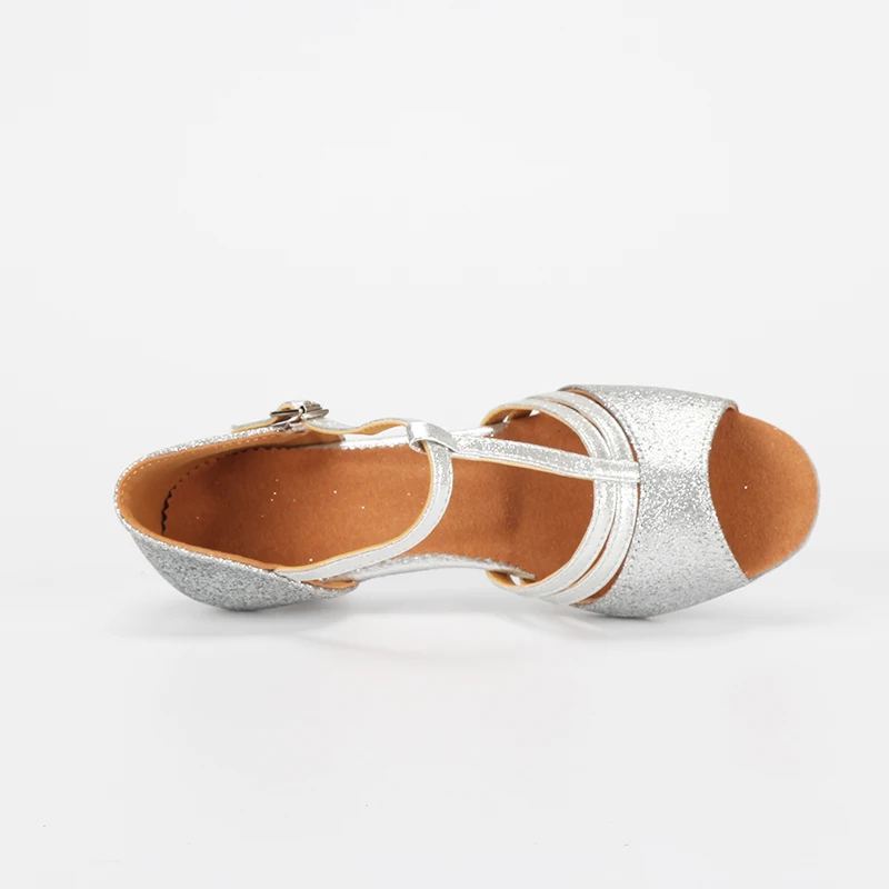 Alhaibi цвета: золотистый, серебристый Обувь для танцев Танго Туфли для латинских танцев для девочек детей Для женщин женские на низком каблуке