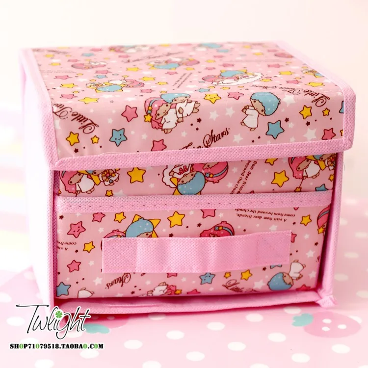 Мультфильм Даффи Stellalou рисунок «Hello Kitty» с рисунками из мультфильма «My Melody Cinnamoroll Собака персонажи Little Twin Stars милые косметички складной ящик для хранения сумка - Цвет: Серебристый