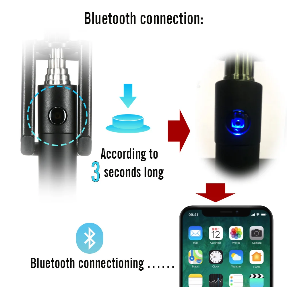 Беспроводная Bluetooth селфи палка CASEIER для iPhone X XS 8 7 6 мини Ручная универсальная Samsung