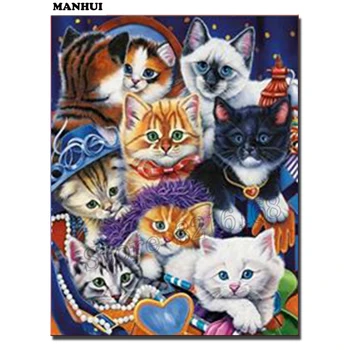 

Volledige vierkante / ronde diamant 5D DIY Diamond Painting "Animal cat" Diamond geborduurd Diamond Mosaic Home Decor SSA063