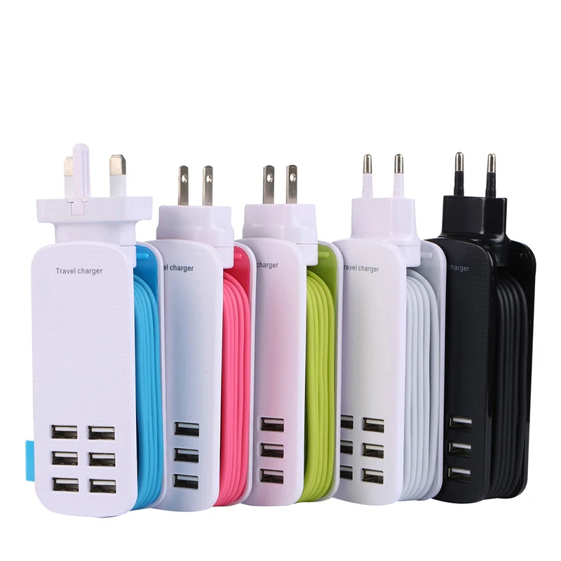 Multifunction 6 USB Chargers US /EU/AU/UK Plug 5V6A Applicable to