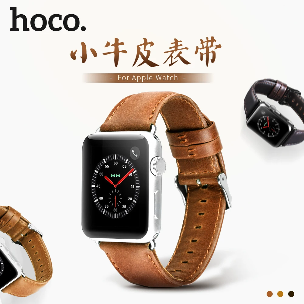 

HOCO Genuine Leather Bracelet For Apple Watch Band 42mm 38mm / 44mm 40mm Series 5 4 3 2 1 For Apple Watch Strap iWatch Watchband