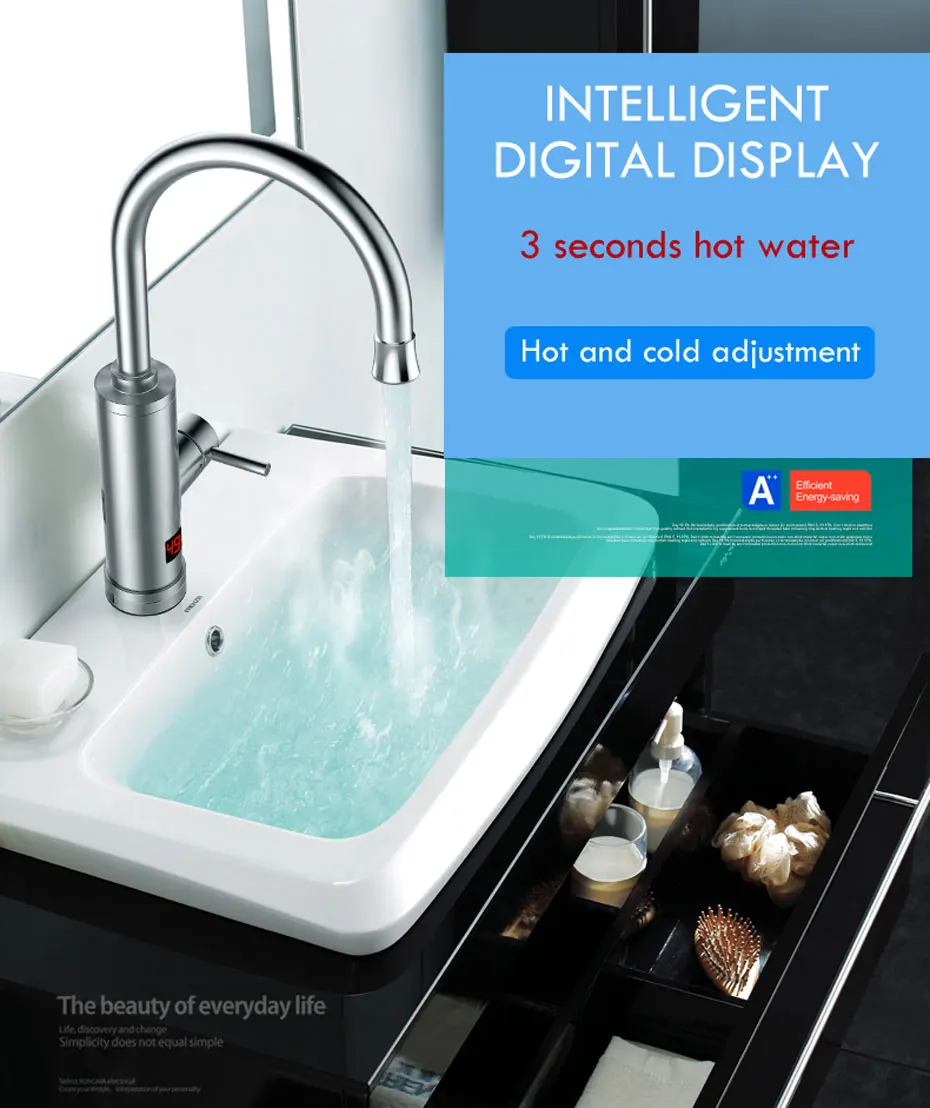 Ecofresh Electric Faucet Instant Water Heater Tap Faucet Heater Cold Heating Faucet Tankless Instantaneous Water Heater