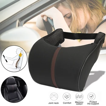 

1PC PU Leather Auto Car Neck Pillow Rest Memory Foam Pillows Ergonomic Seat Headrest Pad
