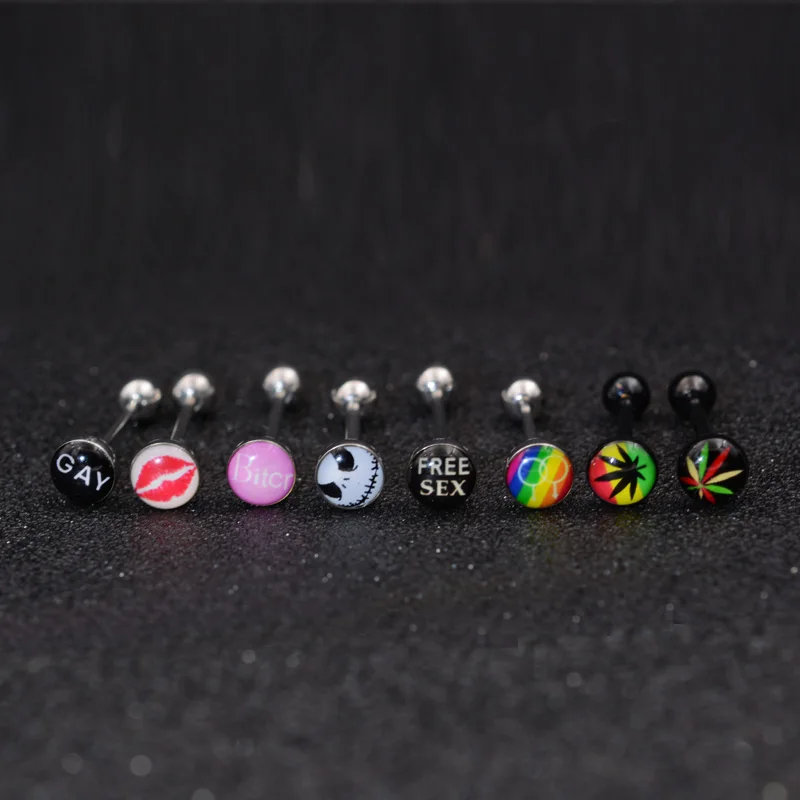Tongue Pierced Nipple Ring Barbell Body Piercing Jewelry 1Pc