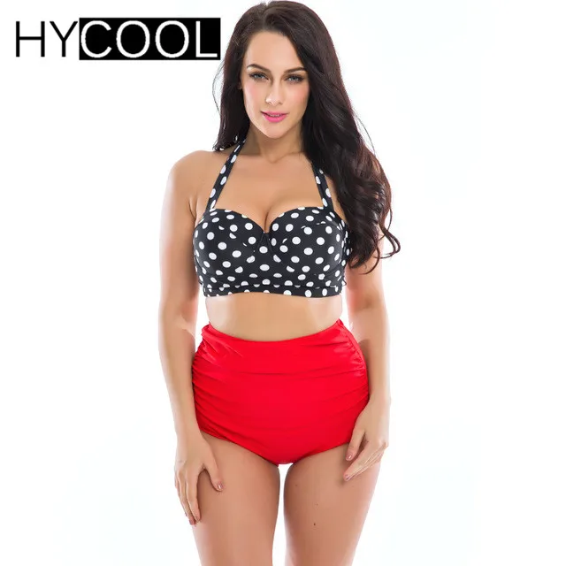 

HYCOOL Two Piece Bikini 2017 Plus Size 3XL Swimwear Print Female Hot Spring Swimsuit Women Tankini Set Bathing Swim Suit