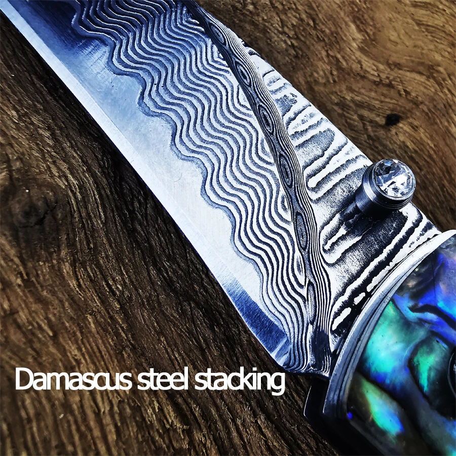 Складываемый ключ нож высокоуглеродистая Дамасская сталь нож ручной работы Кованое лезвие походный тактический для выживания Спасательный Инструмент Нож EDC