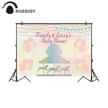 

Allenjoy backgrounds for photography studio adorable carousel colored flag pink yellow balloon baby shower backdrop photocall