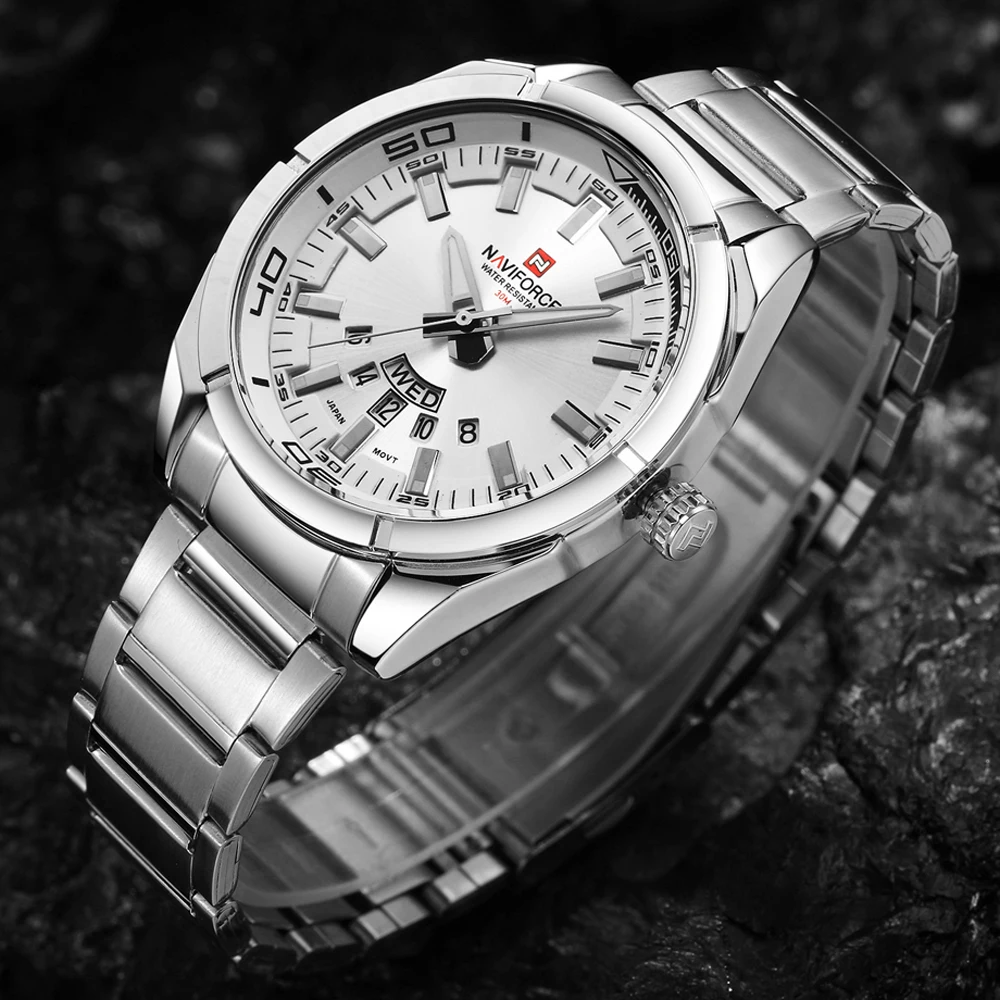 NAVIFORCE топ бизнес бренд полный стали Мужские кварцевые часы модные повседневные аналоговые Мужские часы водонепроницаемые Relogio Masculino