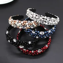 Барокко цветной жемчуг повязка на голову модная повязка на голову ручной работы, инкрустированные драгоценными камнями риса многоцветный бисер Повседневная походная обувь волос 901