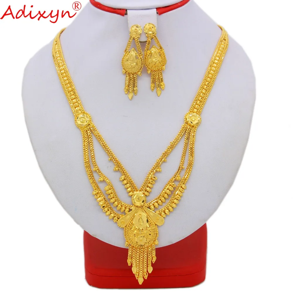 

Adixyn New African Necklace&Earrings Jewelry Set for Women Gold Color & Copper African/Arab Wedding/Party Bride Gifts N091613