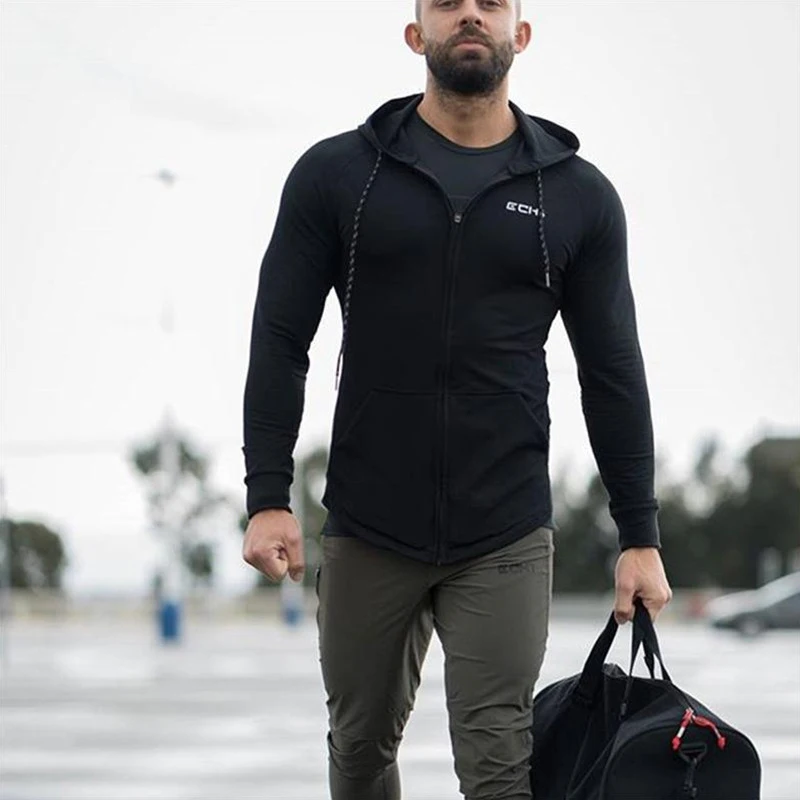 men gyms Fitnes Hoodies Casual Jacket-5