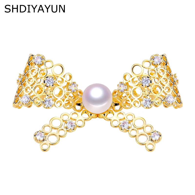 

SHDIYAYUN 2019 New Pearl Brooch For Women Lovely Bow Brooches Pins Natural Freshwater Pearl Fine Jewelry Accessories Corsage