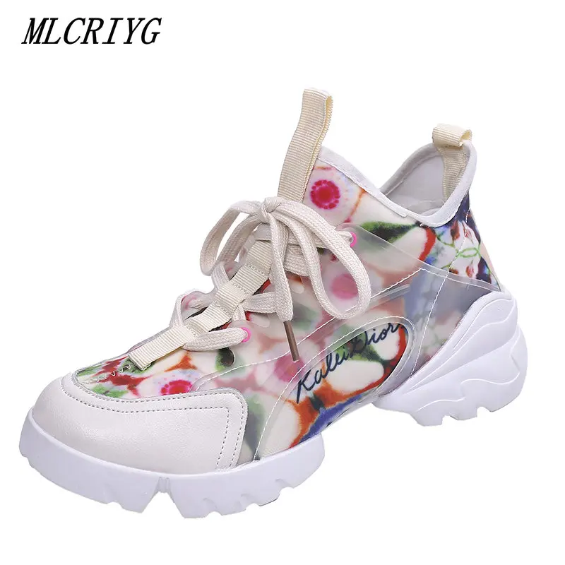 

2019 New Flat Heels Running Shoes Woman Summer Leisure Women's Colourful Sport Sneakers Transparent Ladies Elegant Tenis Flats