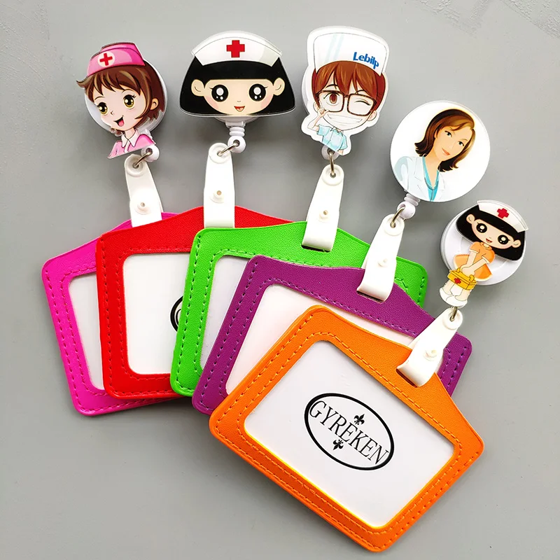 

2019 New Horizontal Acrylic Retractable Badge Reel Student Nurse ID Name Card Badge Holder Retractable Id Credit Card Holder