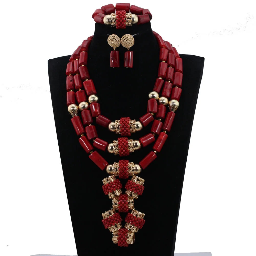 Original Traditional African Nigerian Coral Bead Necklace Set Fabulous