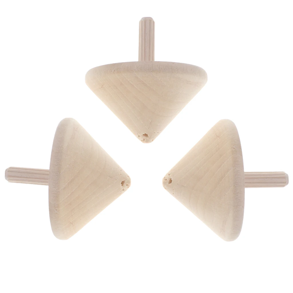 3 Pieces Classic Wooden Peg-Top Spinning Top Spin Gyro Play Toys Kids Children Gifts