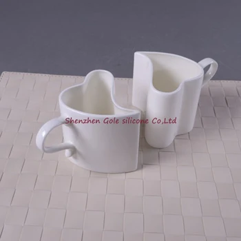 

Free shipping 60 pair=120piece creative white heart shape mug cups, ceramic coffee couple mugs, girl/boy friend birthday gift