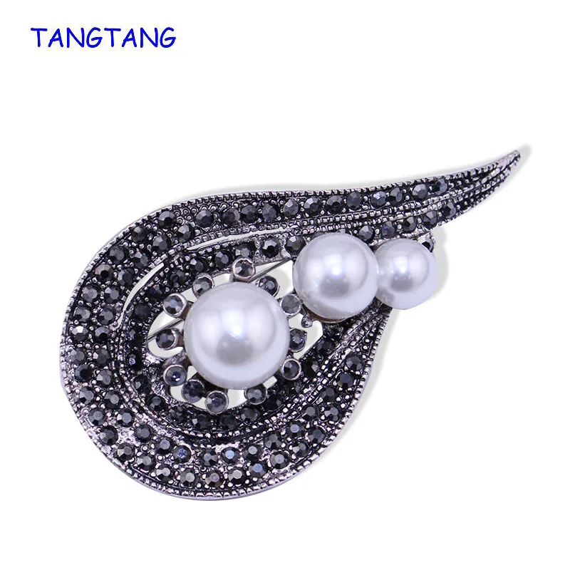 

New Anti Silver Black Brooch Rhinestone Handmade Geometry Exaggerated Glamour Refined Women Men Suit Accessory, Item NO.: BH8176