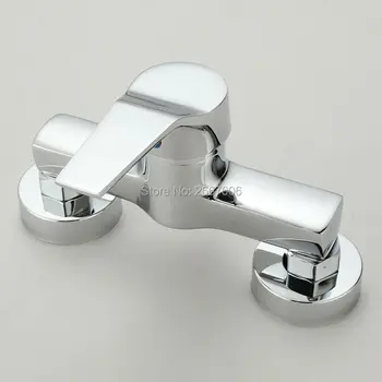 

Free shipping Cheap Discount Brass Bathroom Faucet Chrome Finish High Polished Shower Mixer Tap Hot Cold Contol Wall Mount ZR024