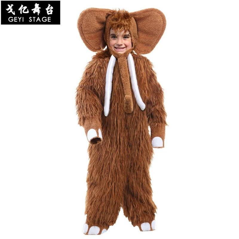 new mammoth Baby Costume Kids children brown Animal Onesies big ear nose Elephant Cosplay Costume Fancy Dress Jumpsuit with hat
